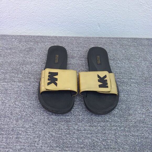 Michael Kors Gold with Black Letters Slides--Boiler UP - Picture 3 of 7
